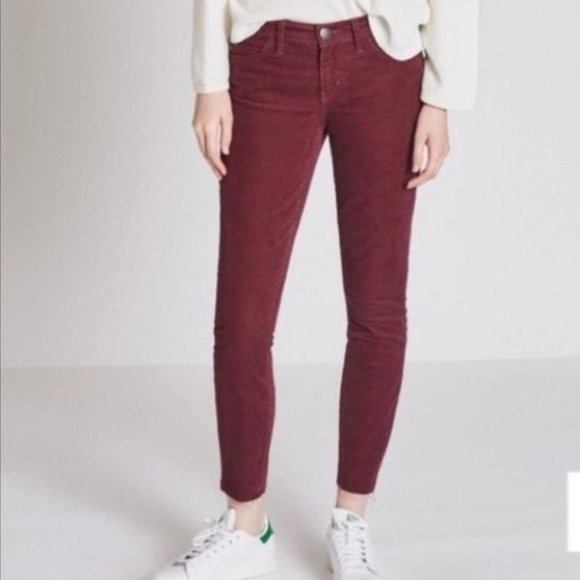 Current/Elliott The Stiletto Burgundy Skinny Corduroy Pants Size 25 NWT - Picture 1 of 11